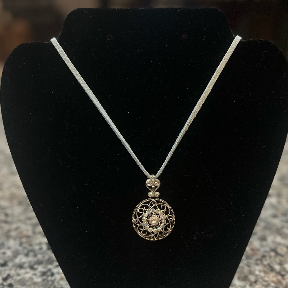 Silver Crystal Pendant Necklace